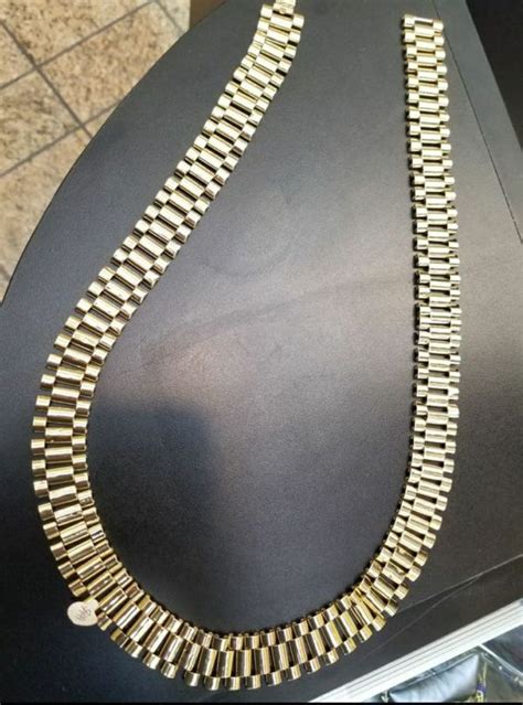 gold plated rolex chain|Rolex style gold chain.